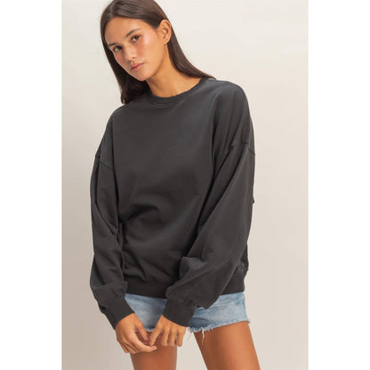 Ribbed Crew Neck Sweatshirt