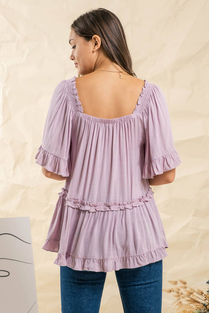 RELAXED TIERED PEASANT TOP