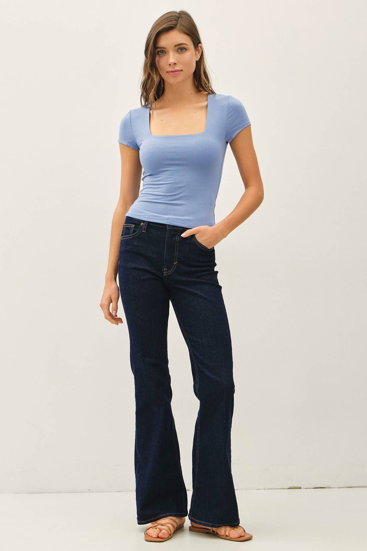 NEW SHADE[SOFT CORE] SQUARE NECK KNIT TEE