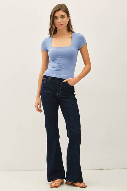 NEW SHADE[SOFT CORE] SQUARE NECK KNIT TEE