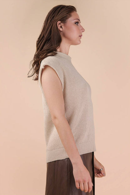 12W3112N-Oversized Soft Knit Sweater Vest Top