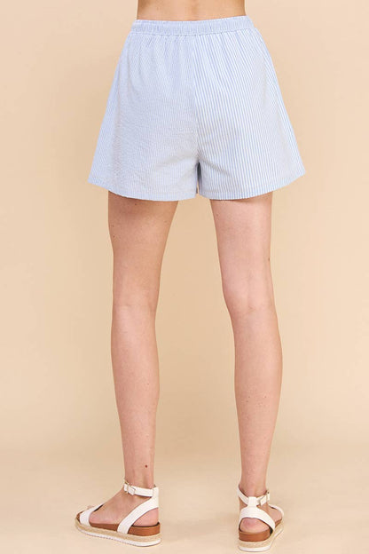 Twine Stripe Cotton Blend Shorts