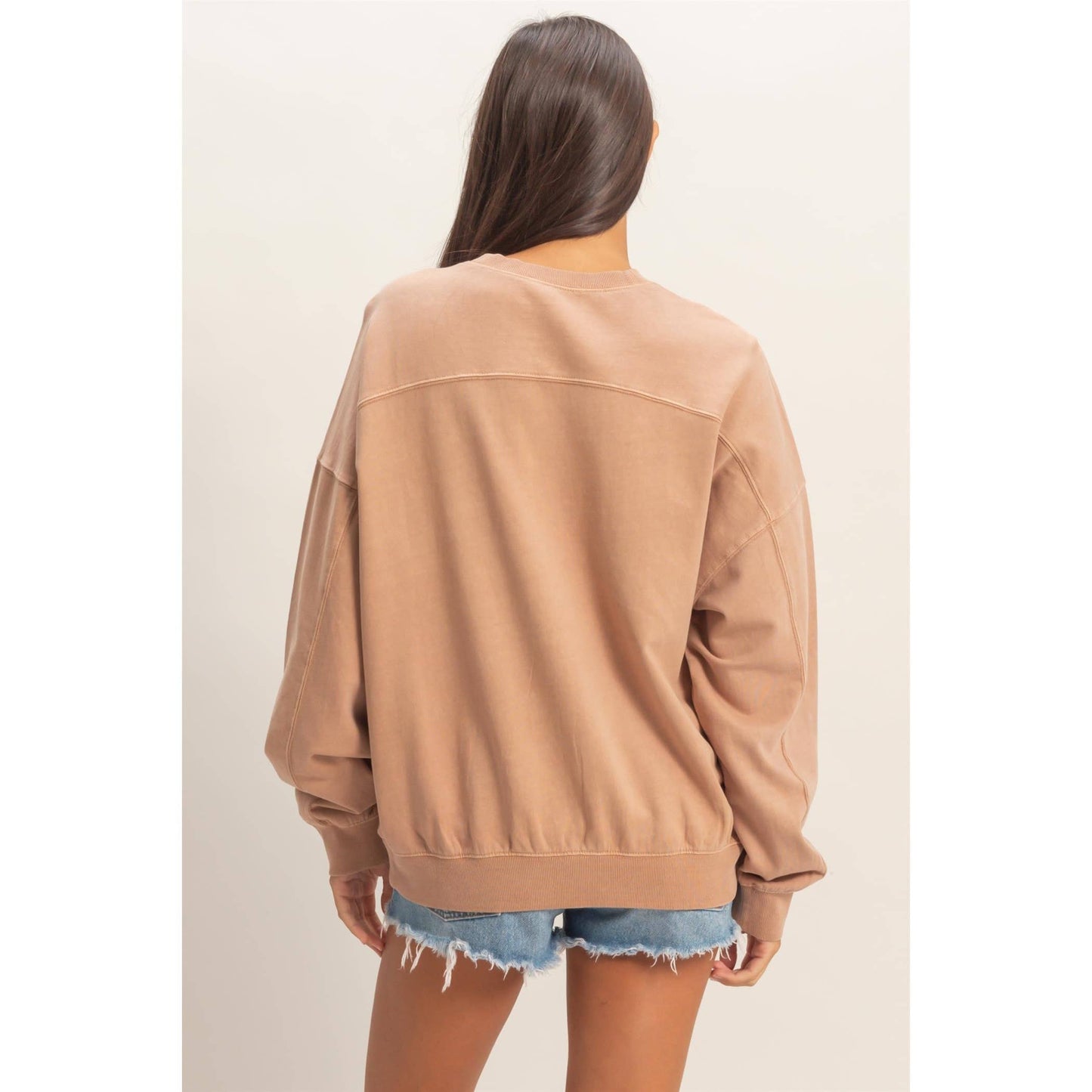 Ribbed Crew Neck Sweatshirt