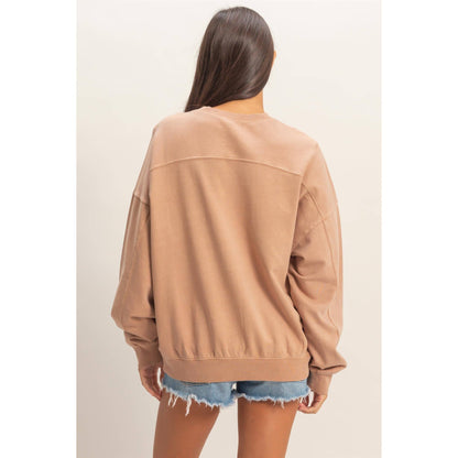 Ribbed Crew Neck Sweatshirt