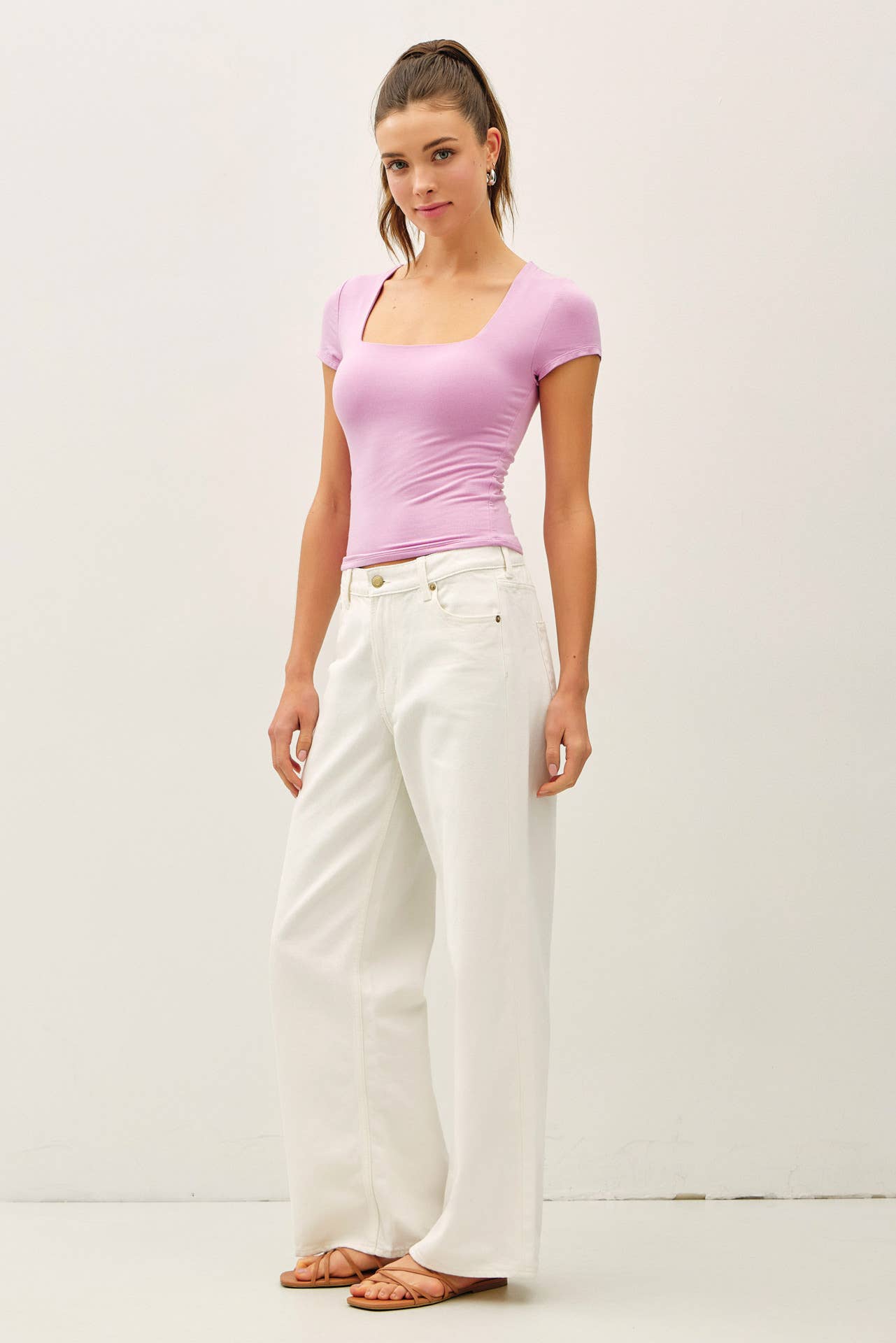 NEW SHADE[SOFT CORE] SQUARE NECK KNIT TEE