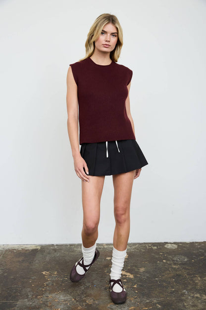 RAW MOCK NECK DOLMAN SLEEVE SWEATER KNIT TOP