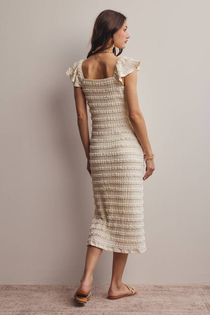Smocked Ruffle Strap Midi Dress
