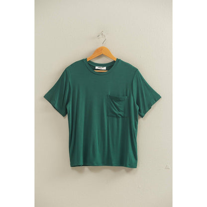 Classic Crew Neck Short Sleeve Pocket Top
