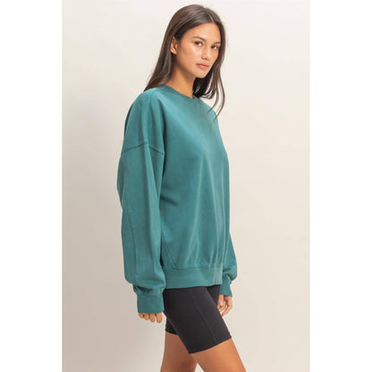 Ribbed Crew Neck Sweatshirt