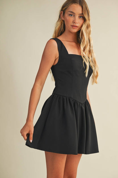 SQUARE NECK CORSET DRESS