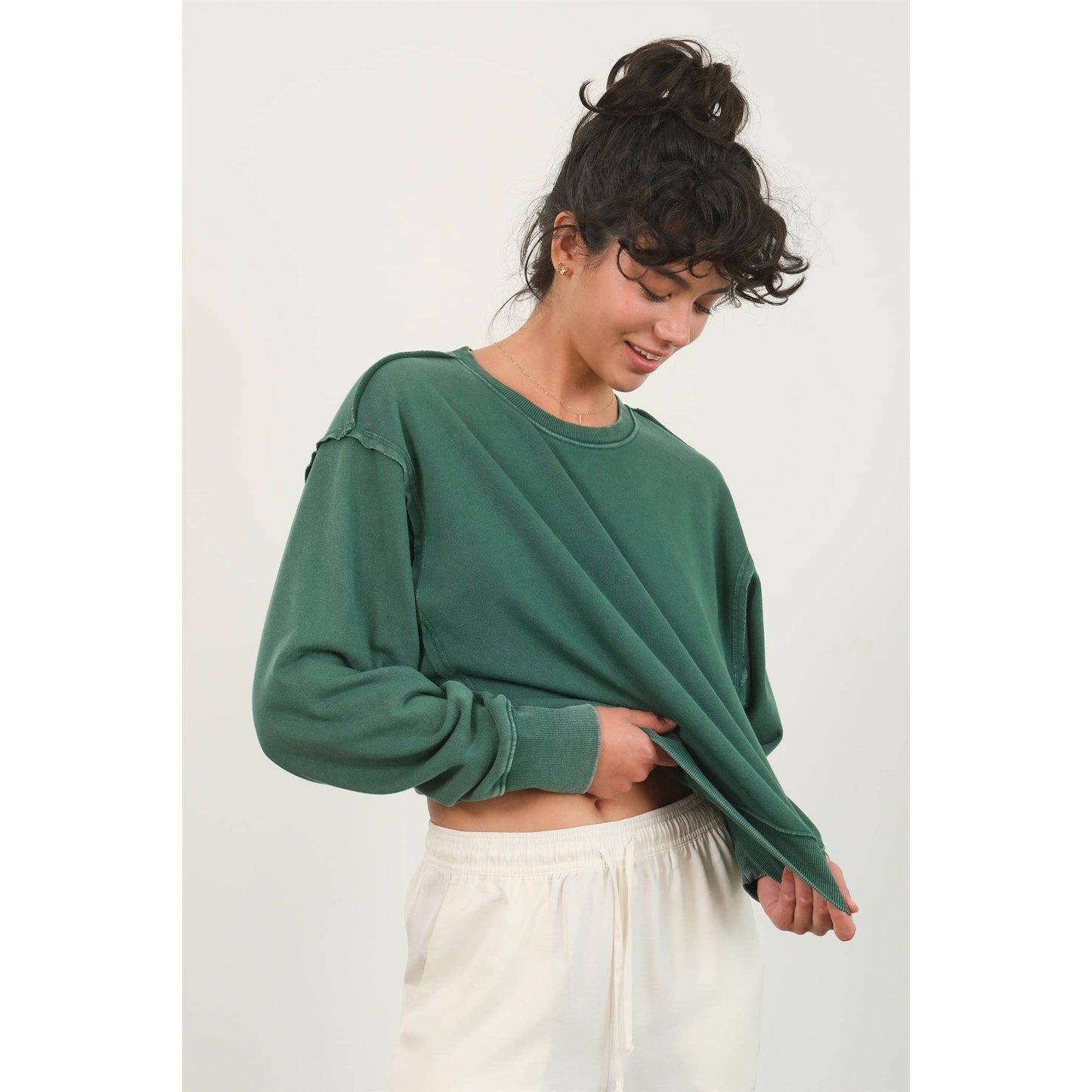 -Drop Shoulders Crewneck Sweatshirt