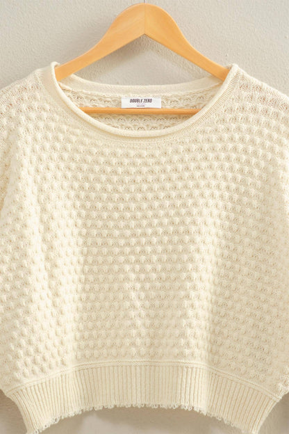 Textured Round Neck Long Sleeve Sweater