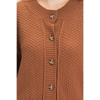 Textured Knit Button-Front Cardigan