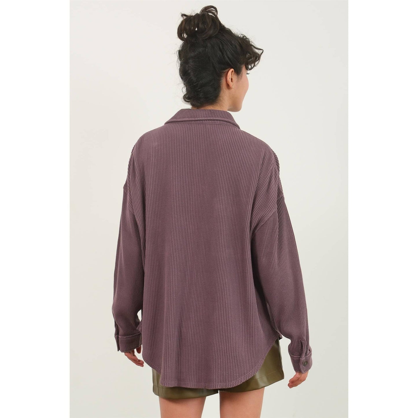 Waffle Oversized Button Up Shacket