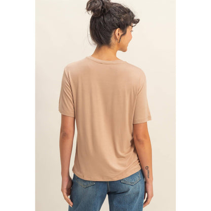 Classic Crew Neck Short Sleeve Pocket Top