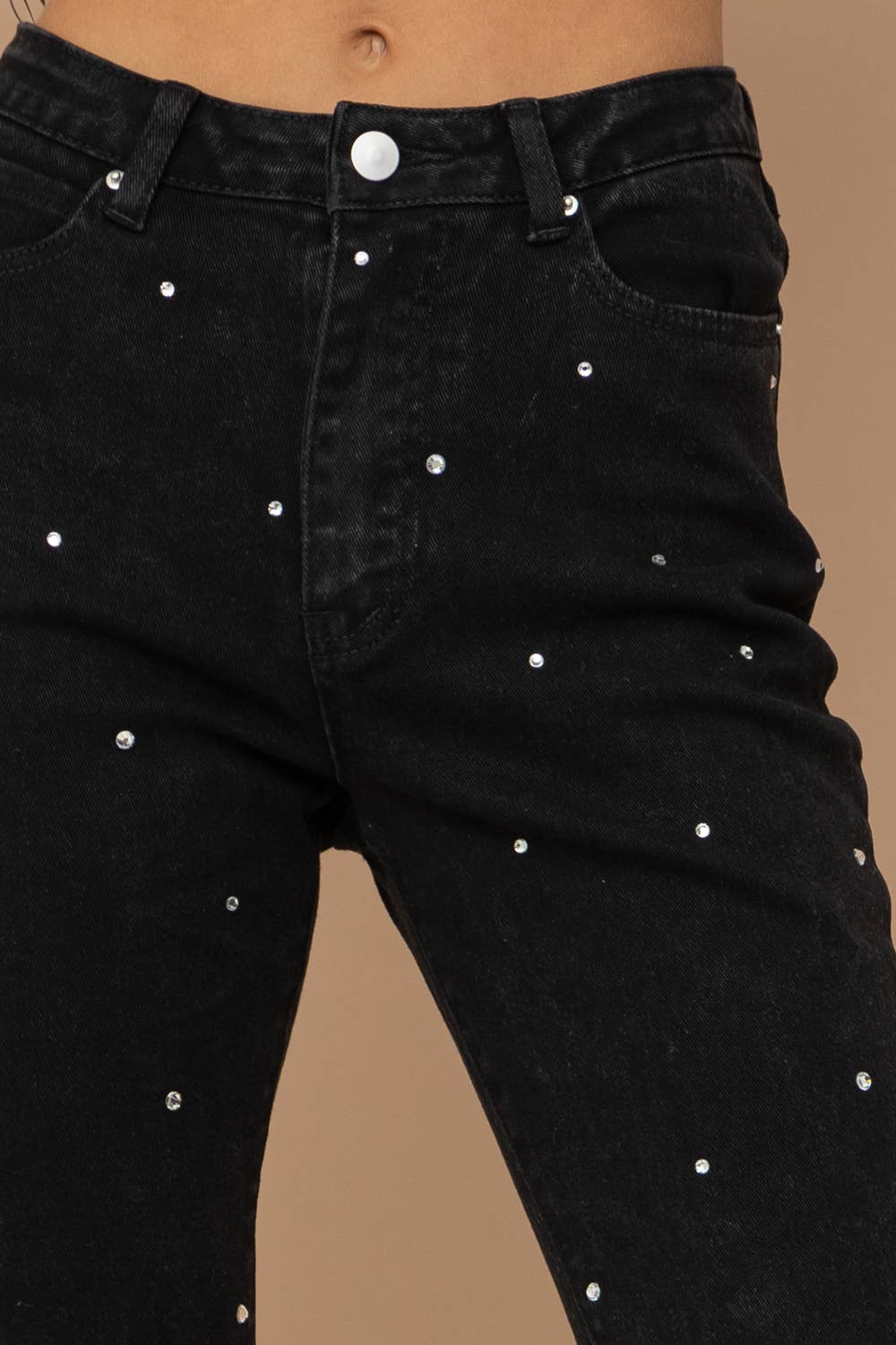 - Studded Rhinestone Denim Jeans