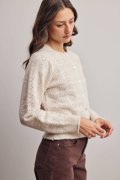 Pointelle Knit Button Cardigan FSW0069