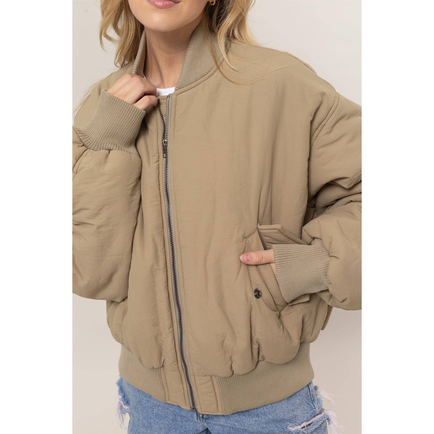 Oversized Bomber Puffer Jacket