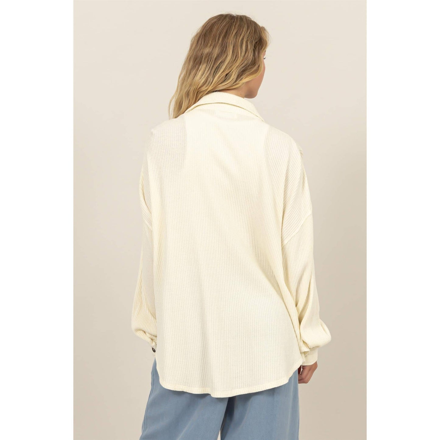 Waffle Oversized Button Up Shacket