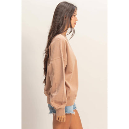 Ribbed Crew Neck Sweatshirt