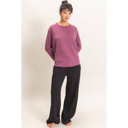 Oversized Mineral Washed Waffle Knit Top