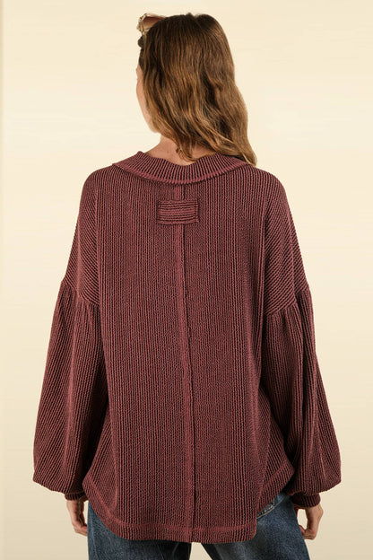 Otto Ribbed V-Neck Oversized Knit Top