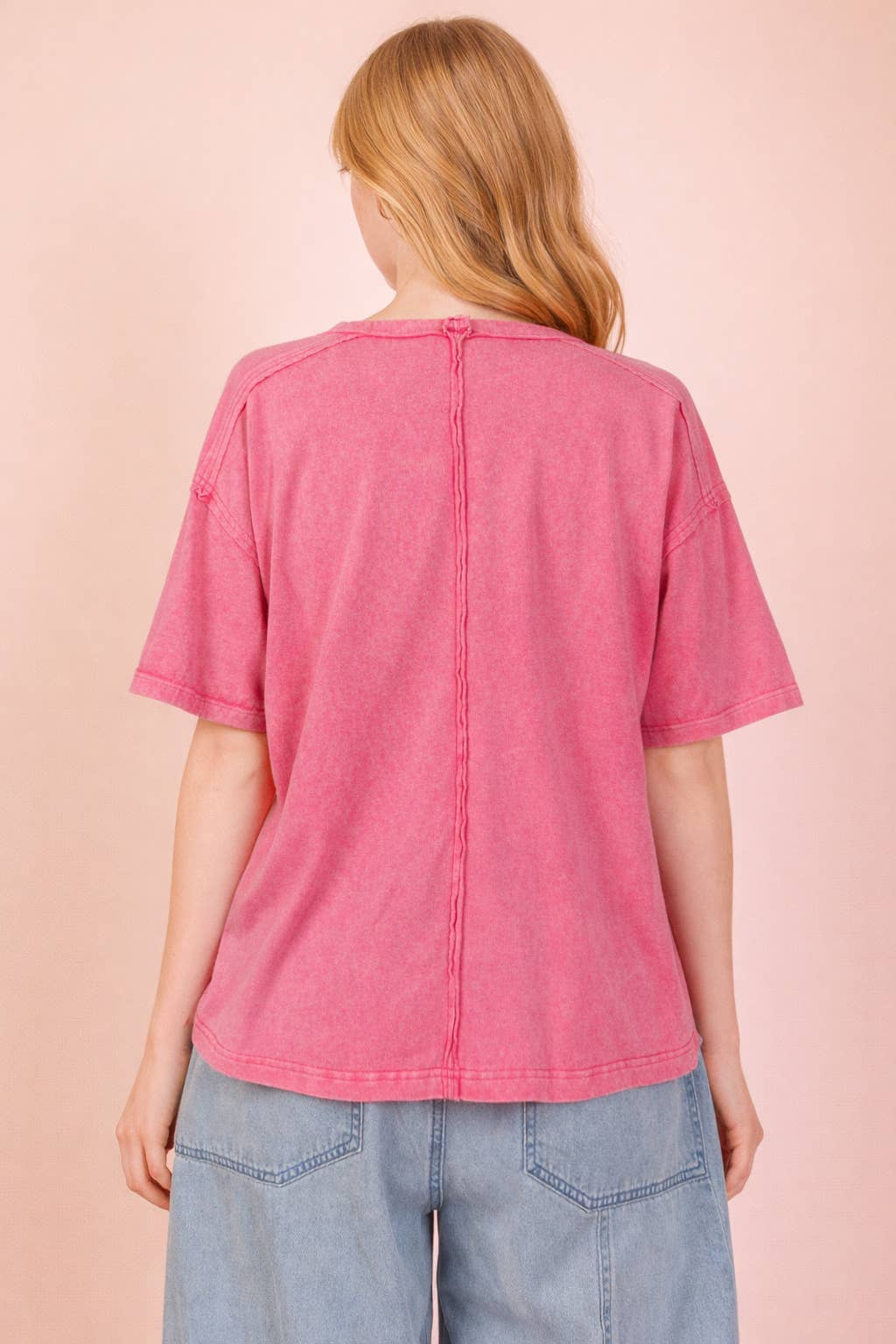 NT11108-Mineral Washed Knit Top with Pocket