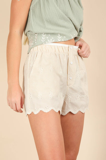 NP70798-Embroidered Cotton Shorts