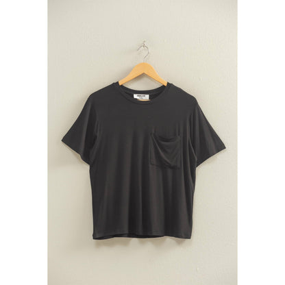 Classic Crew Neck Short Sleeve Pocket Top