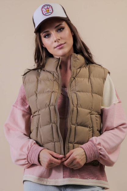 Solid & Leopard Puffer Padded Warm Vest