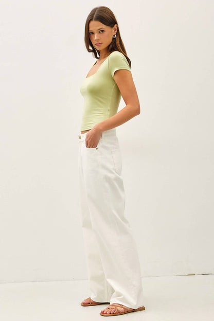 NEW SHADE[SOFT CORE] SQUARE NECK KNIT TEE