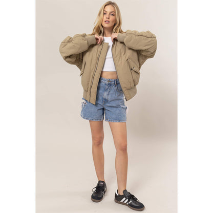 Oversized Bomber Puffer Jacket