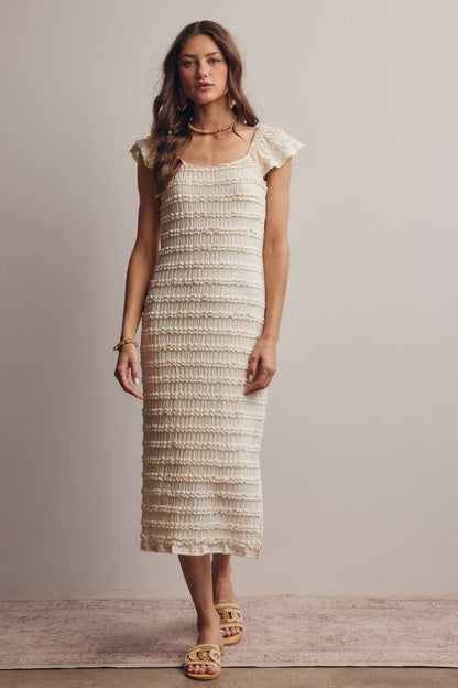 Smocked Ruffle Strap Midi Dress