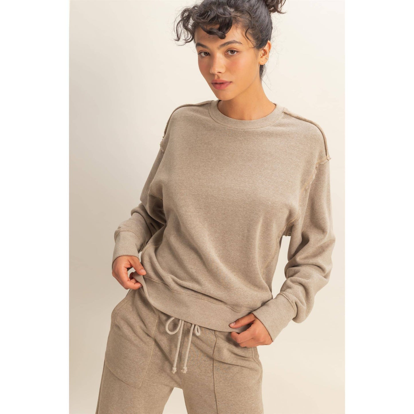 Raw Edge Detail Burnout Sweatshirt