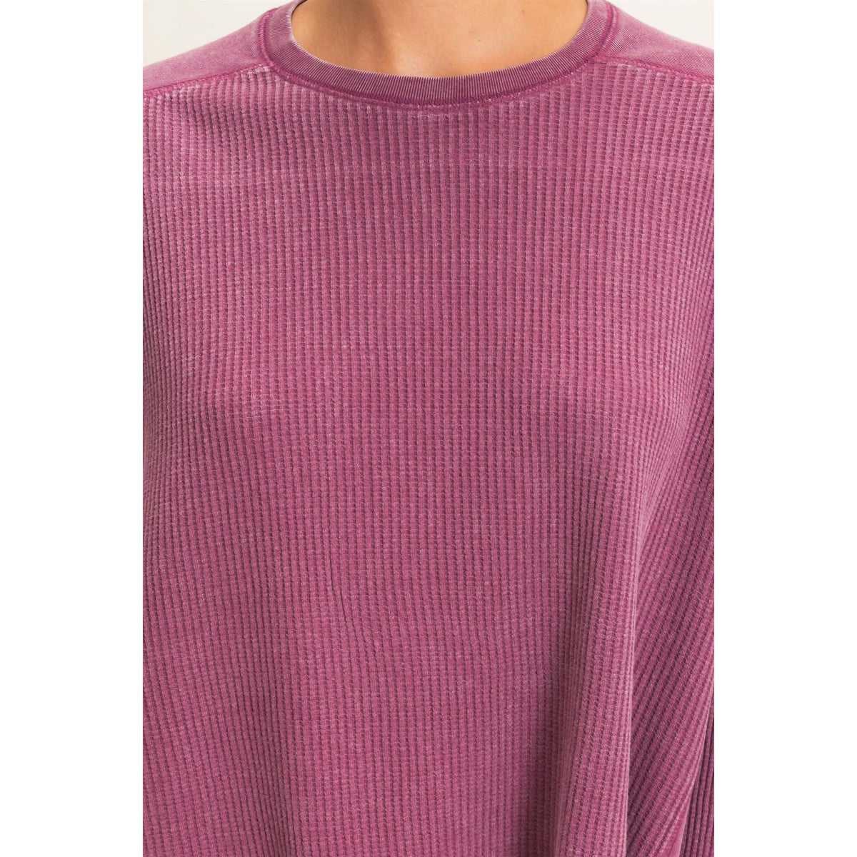 Oversized Mineral Washed Waffle Knit Top