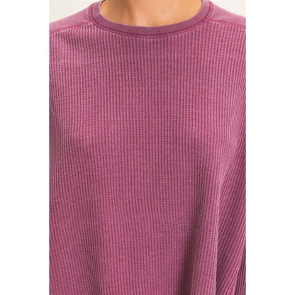 Oversized Mineral Washed Waffle Knit Top