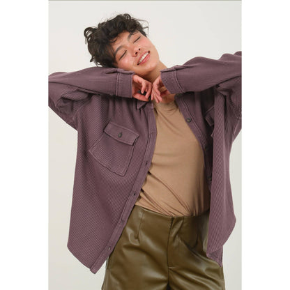Waffle Oversized Button Up Shacket