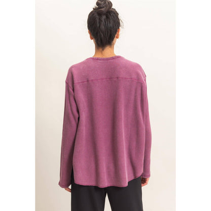 Oversized Mineral Washed Waffle Knit Top