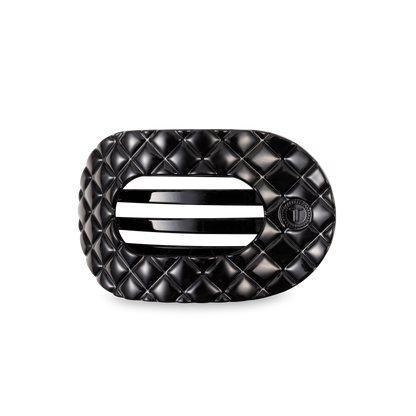 Flat Round Hair Clip | Medium | Jet Black Quilted