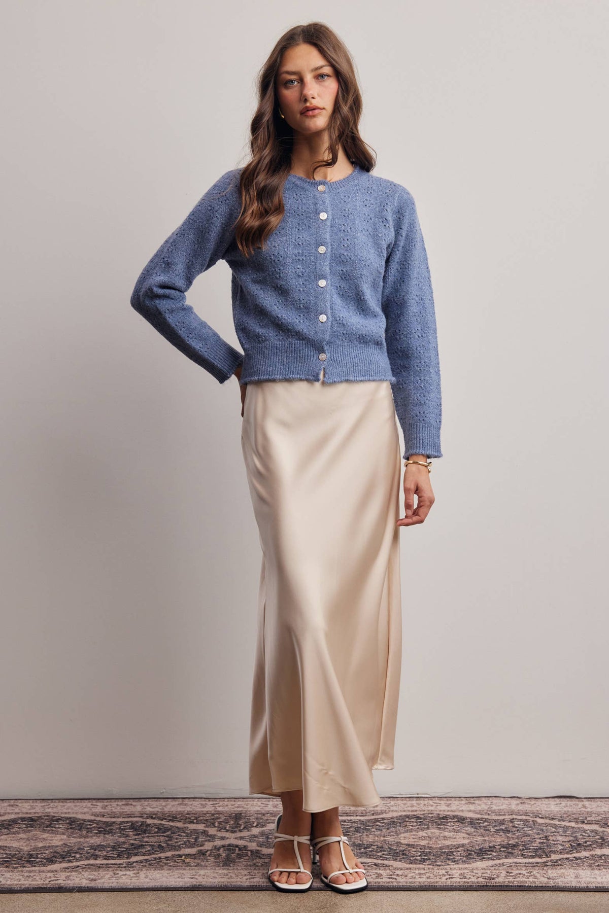 Pointelle Knit Button Cardigan FSW0069