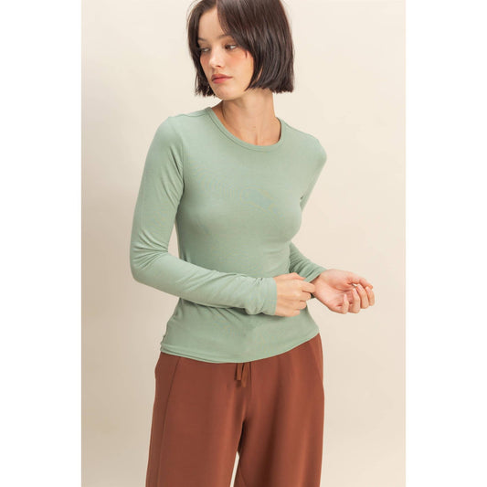 Basic Long Sleeve Crew Neck Top