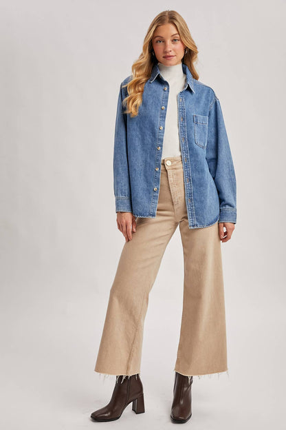DENIM BUTTON DOWN OVERSIZED SHIRTS