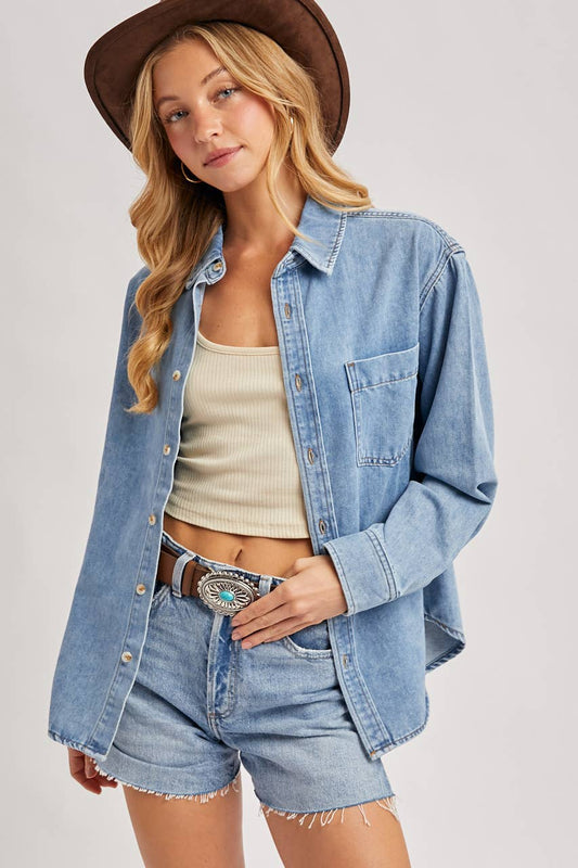 DENIM BUTTON DOWN OVERSIZED SHIRTS