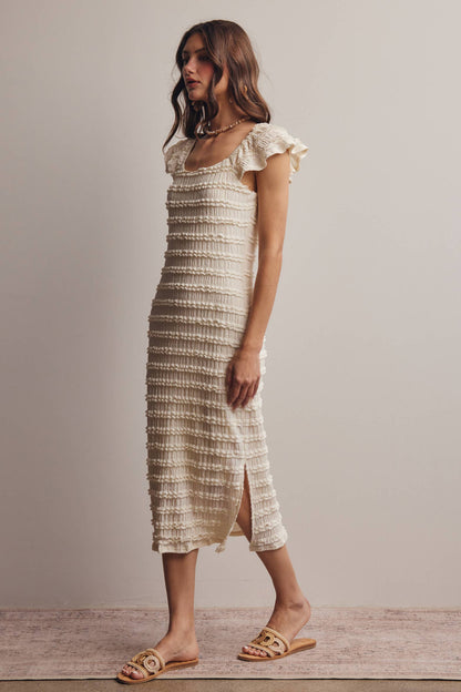 Smocked Ruffle Strap Midi Dress