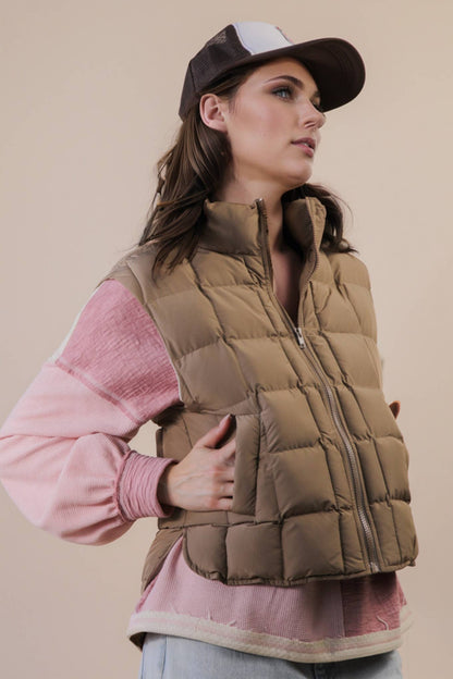 Solid & Leopard Puffer Padded Warm Vest