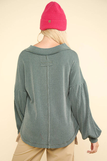 Otto Ribbed V-Neck Oversized Knit Top