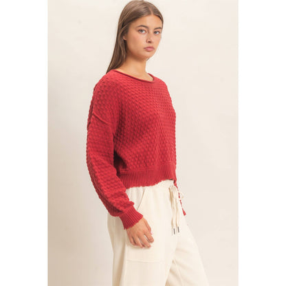 Textured Boat Neck Sweater