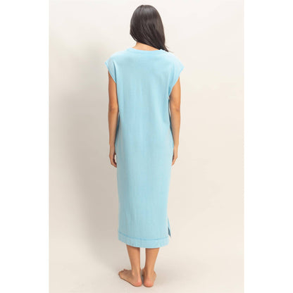 Mineral Wash Cap Sleeve Midi Dress
