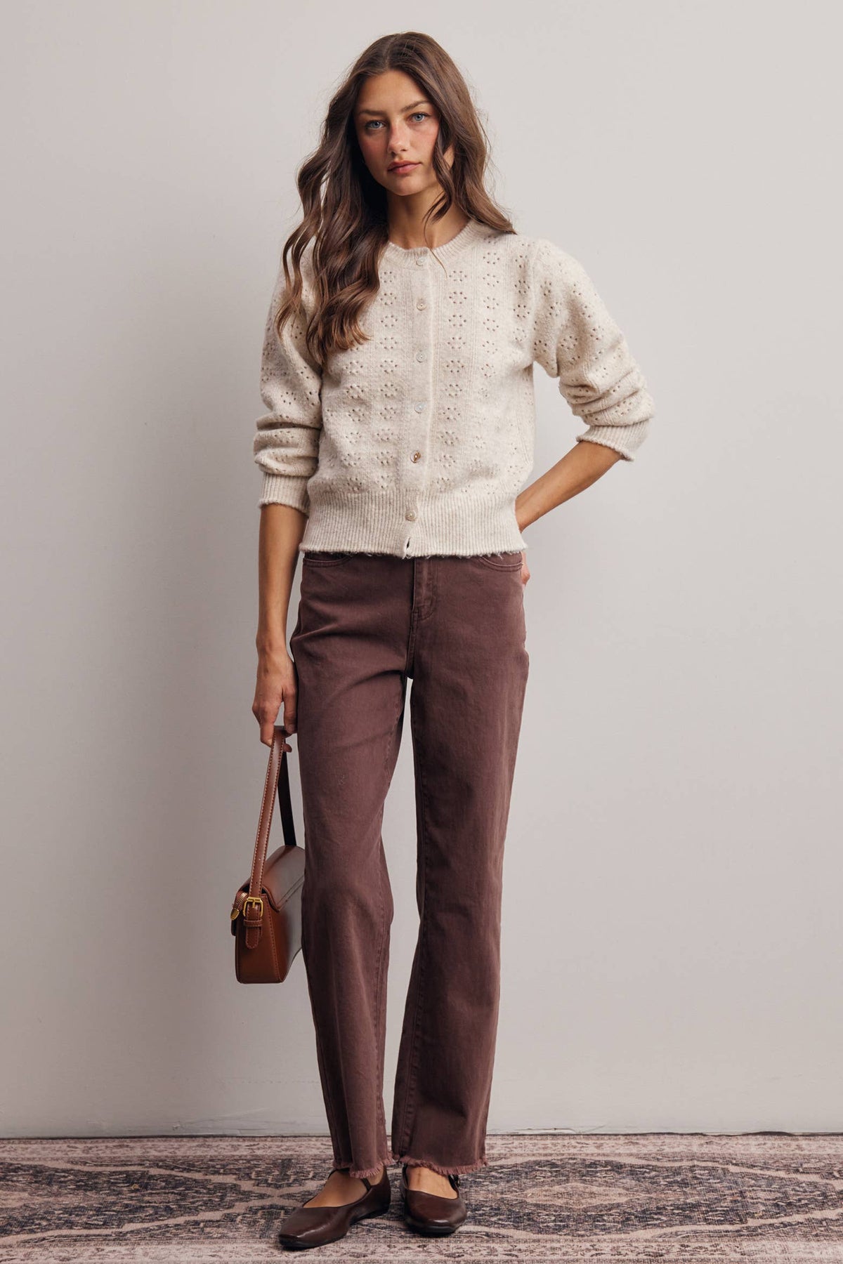 Pointelle Knit Button Cardigan FSW0069
