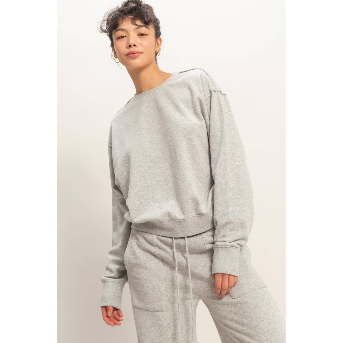 Raw Edge Detail Burnout Sweatshirt